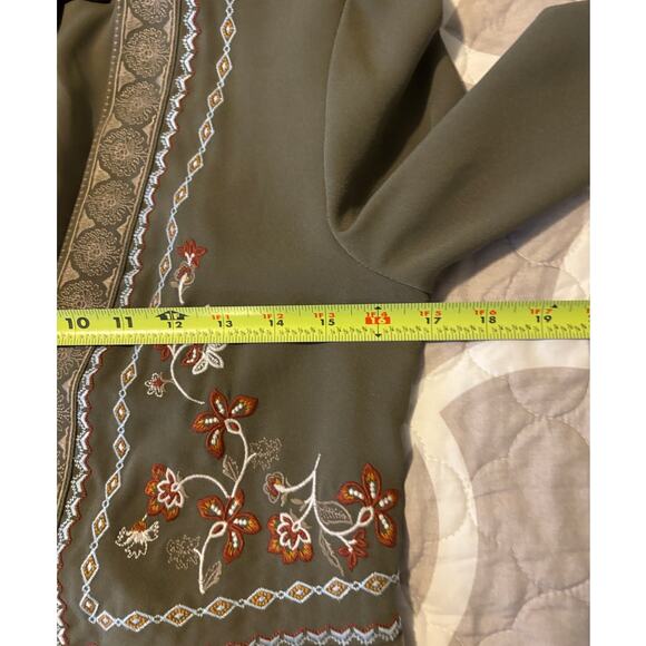 BCBGMAXAZRIA Green Embroidered Cropped Jacket Size XS - Picture 7 of 8